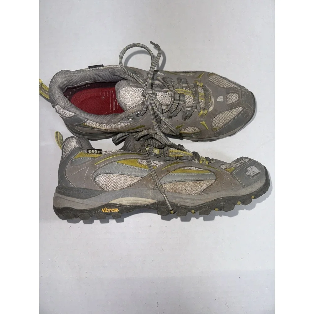 The North Face Womens Size‎ 9.5 Gray Yellow Gore-Tex Low Top Trail Hiking Shoes
